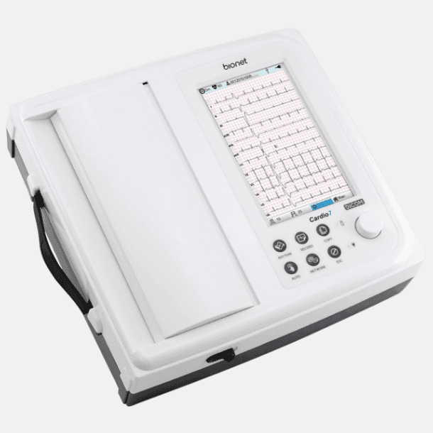 Eletrocardiógrafo CARDIO7 DICOM com tela touchscreen
