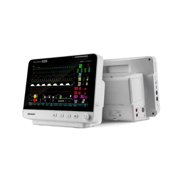 Monitor Multiparâmetro M12 com tela colorida exibindo sinais vitais