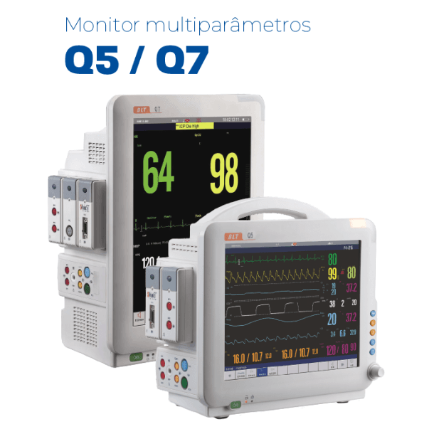 Monitor Multiparametro em uso mostrando o Q5 e o Q7