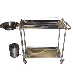 Carro Curativo Hospitalar Com Balde e Bacia Inox